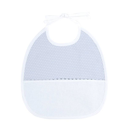 Bavoir à broder 3 Mois \"Pois\" Gris