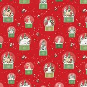 Papier cadeau de Noël - Boule à neige rouge