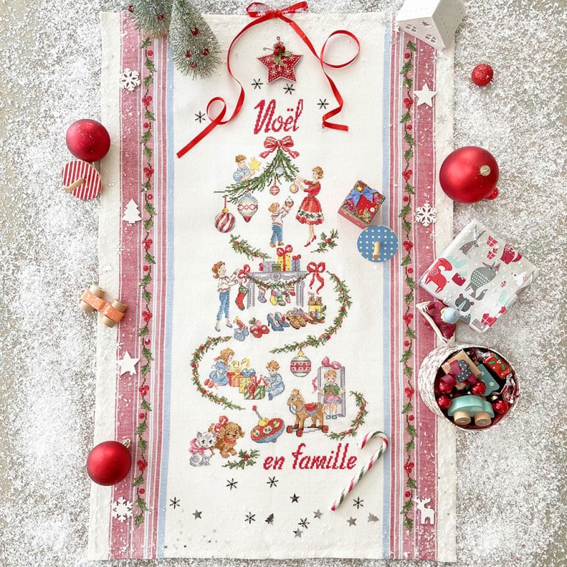 Torchon « Noël en famille» - Lin