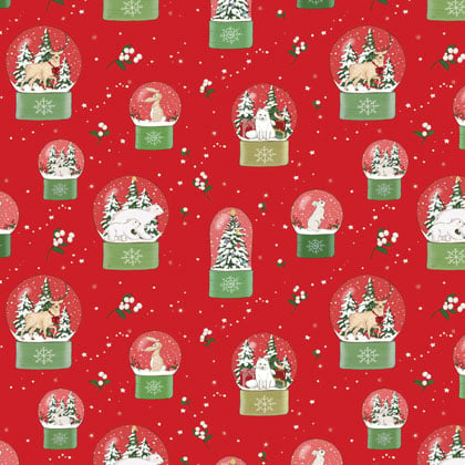 Papier cadeau de Noël - Boule à neige rouge