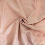 Voile imprimé de coton bio - Oiseaux dores fond rose