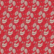 Country French - Motif végétal en rouge