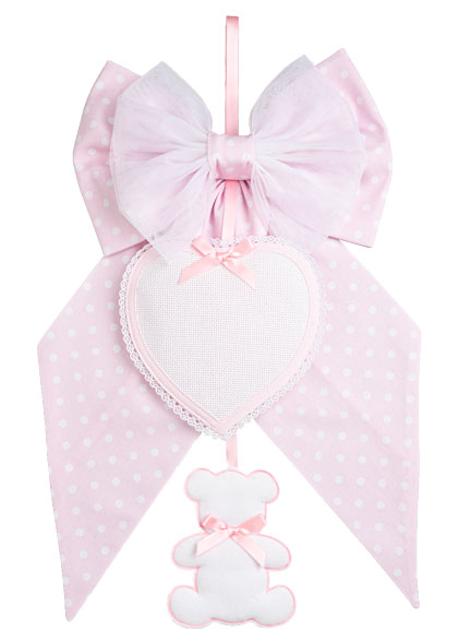 Ornement Naissance - Pois Baby Bear - Rose