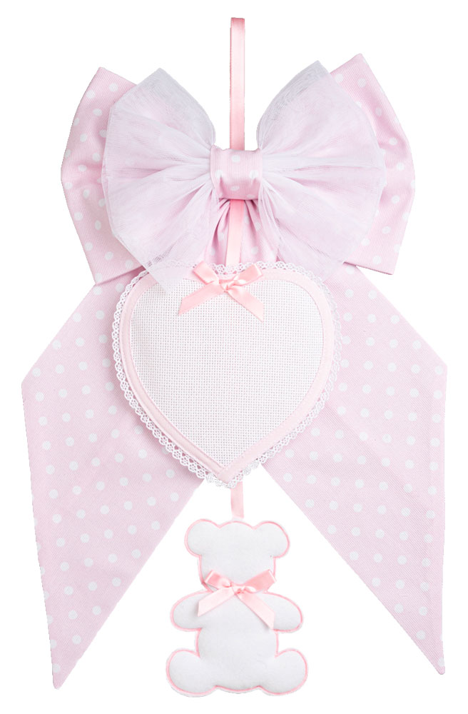 Ornement Naissance - Pois Baby Bear - Rose