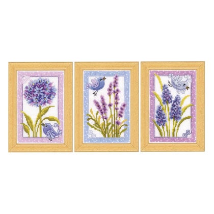 Oiseau avec des fleurs lot de 3