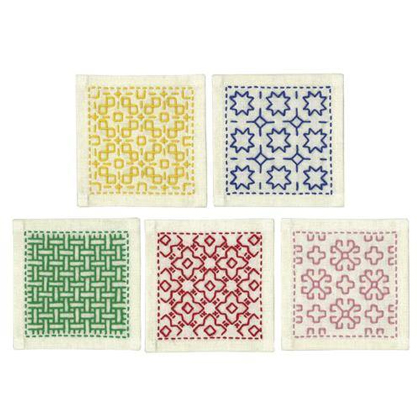 Kit Sashiko Olympus - Bleu, rose, vert, jaune, rouge et beige