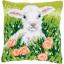 Coussin : Agneau et fleurs