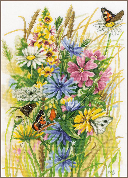 Fleurs sauvages et papillons