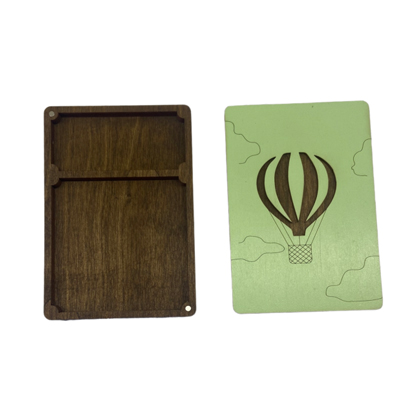 Coffret en bois - Montgolfière verte