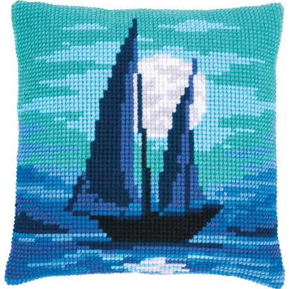 Coussin : Voilier au clair de lune