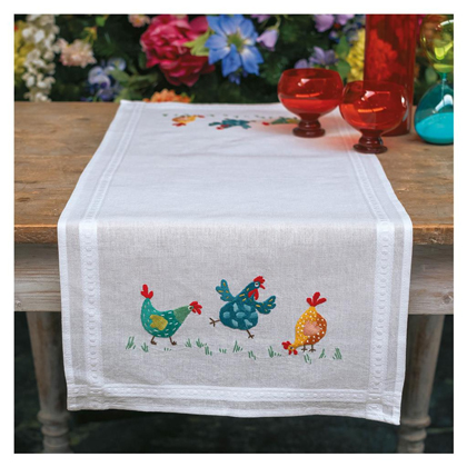 Chemin de table - Poulets colorés