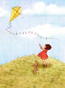 Carte postale - Faire voler un cerf-volant