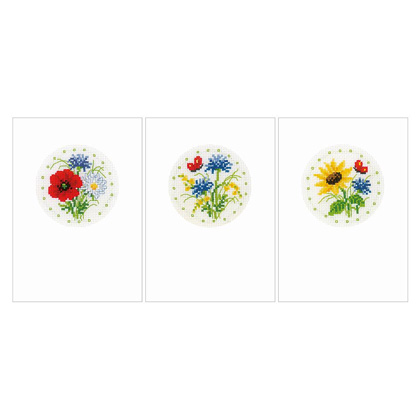 Cartes à broder : Fleurs des champs - Set de 3