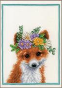 Renard couronne de fleurs