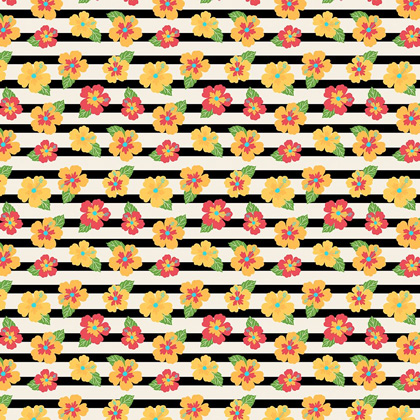 Tropical - Flowers on stripes