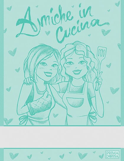 Serviette - Copines Dans La Cuisine - Vert de mer