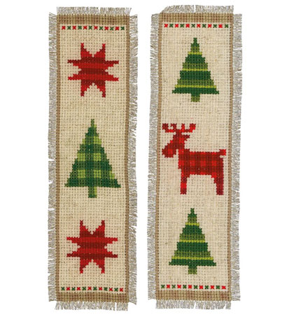 Marquepage - Arbres de Noël à damier (2)