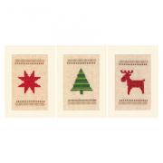 Cartes à broder : Arbres de Noël à damier - Set de 3