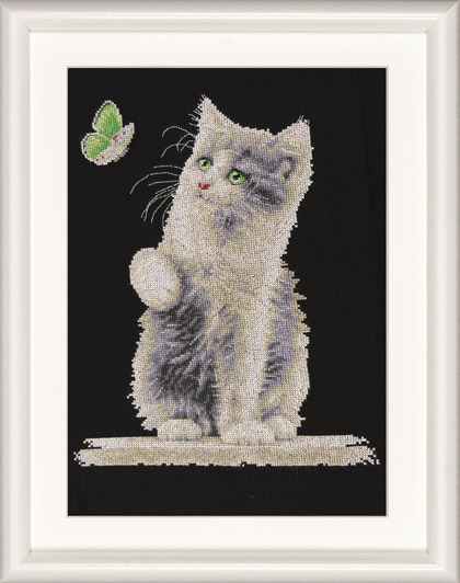 Cat with Butterfly - Noir