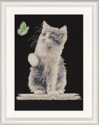 Cat with Butterfly - Noir