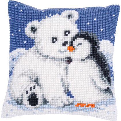 Coussin - Ours blanc et pingouin