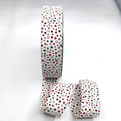 Biais Etoiles - Blanc (18 mm)