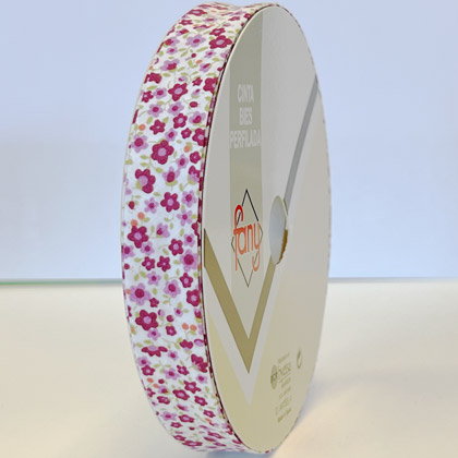 Biais Fancy - Fleurs Rose (18 mm)