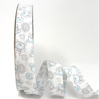 Biais Teddy - Ourson couleur Bleu clair (18 mm)