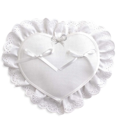 Coussin pour anneaux de mariage - Coeur - Blanc
