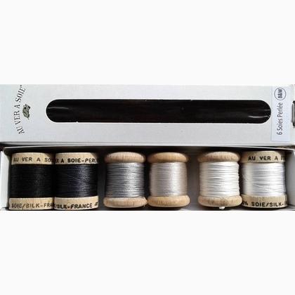 Soie Perlée - Pack 6 nuances - Noir et Blanc