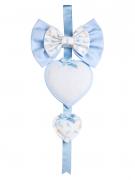 Ornement Naissance - Primi Passi Due Cuori - Bleu Ciel