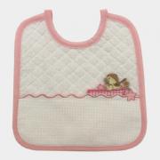 Bavoir avec pochette en tissu aida - Bateau - Rose