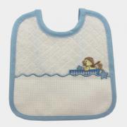 Bavoir avec pochette en tissu aida - Bateau - Bleu