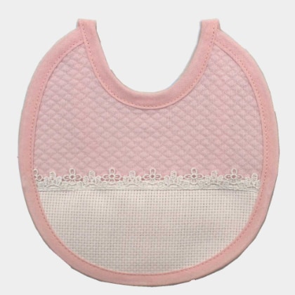Bavoir en interlock  - Rose