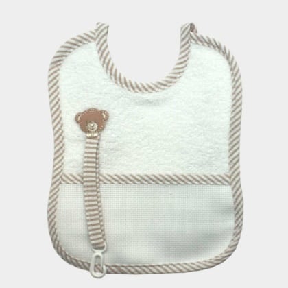 Bavoir porte tétine - Ourson - Beige