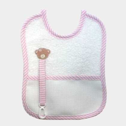 Bavoir porte tétine - Ourson - Rose