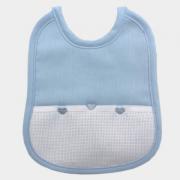 Bavoir brodable avec bordure en satin - Coeurs - Bleu