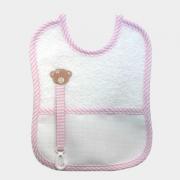 Bavoir porte tétine - Ourson - Rose