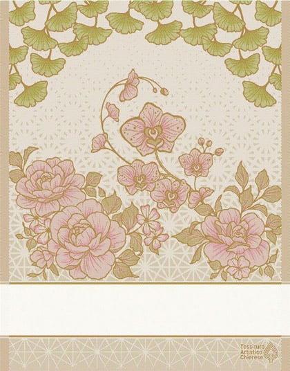 Serviette - Sakura - Nuancé rose-vert