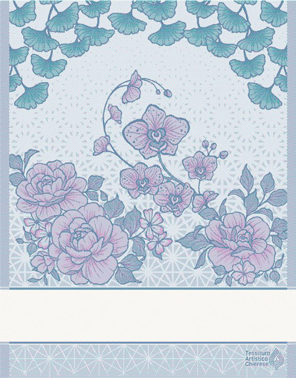 Serviette - Sakura - Nuancé rose-bleu