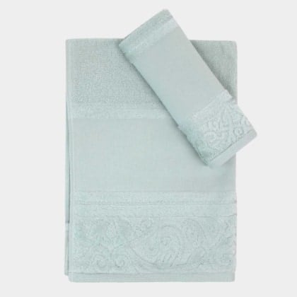Lot de 2 serviettes - Devoré - Vert Mente