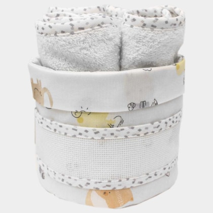 Panier de rangement avec Lingettes - Animaletti - Gris