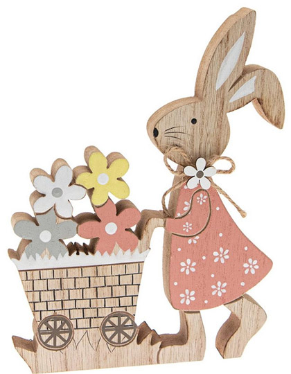 Lapin de Pâques avec fleurs en bois