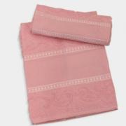 Lot de 2 serviettes - Décorées - Rose