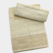 Lot de 2 serviettes - Décorées - Crème
