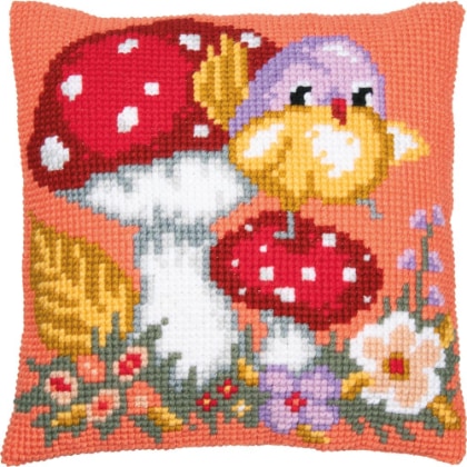 Coussin - Oiseau et Champignon