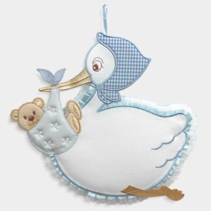 Ruban de naissance cigogne - Bleu