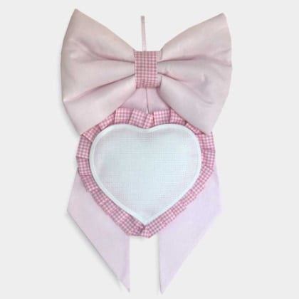 Ruban de naissance avec cœur à broder - Rose