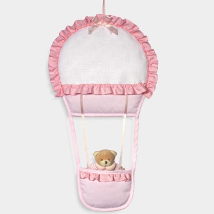 Ruban de naissance  montgolfière - Rose