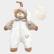 Ourson porte pyjama avec bavoir à broder- Crème
